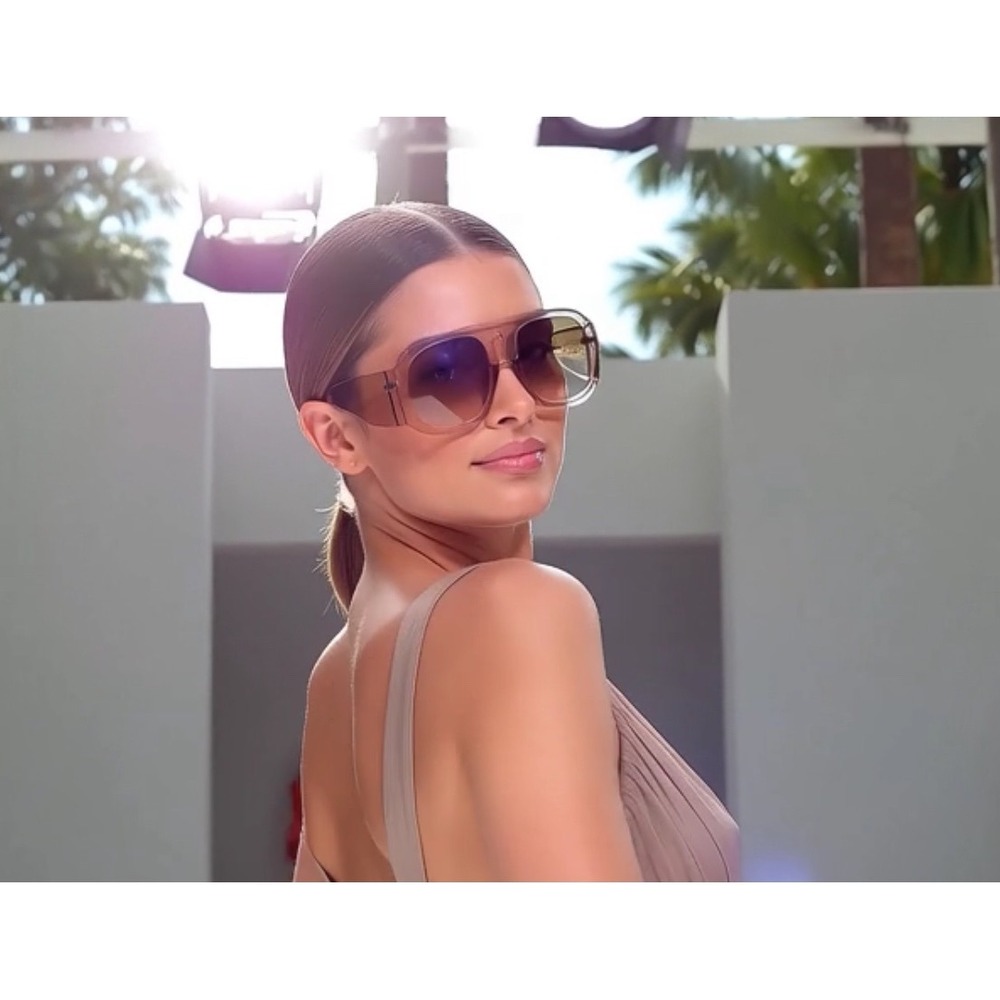 Female Sunglasses Women Large Beige Lenses Fashionable Beach Style Sophisticated